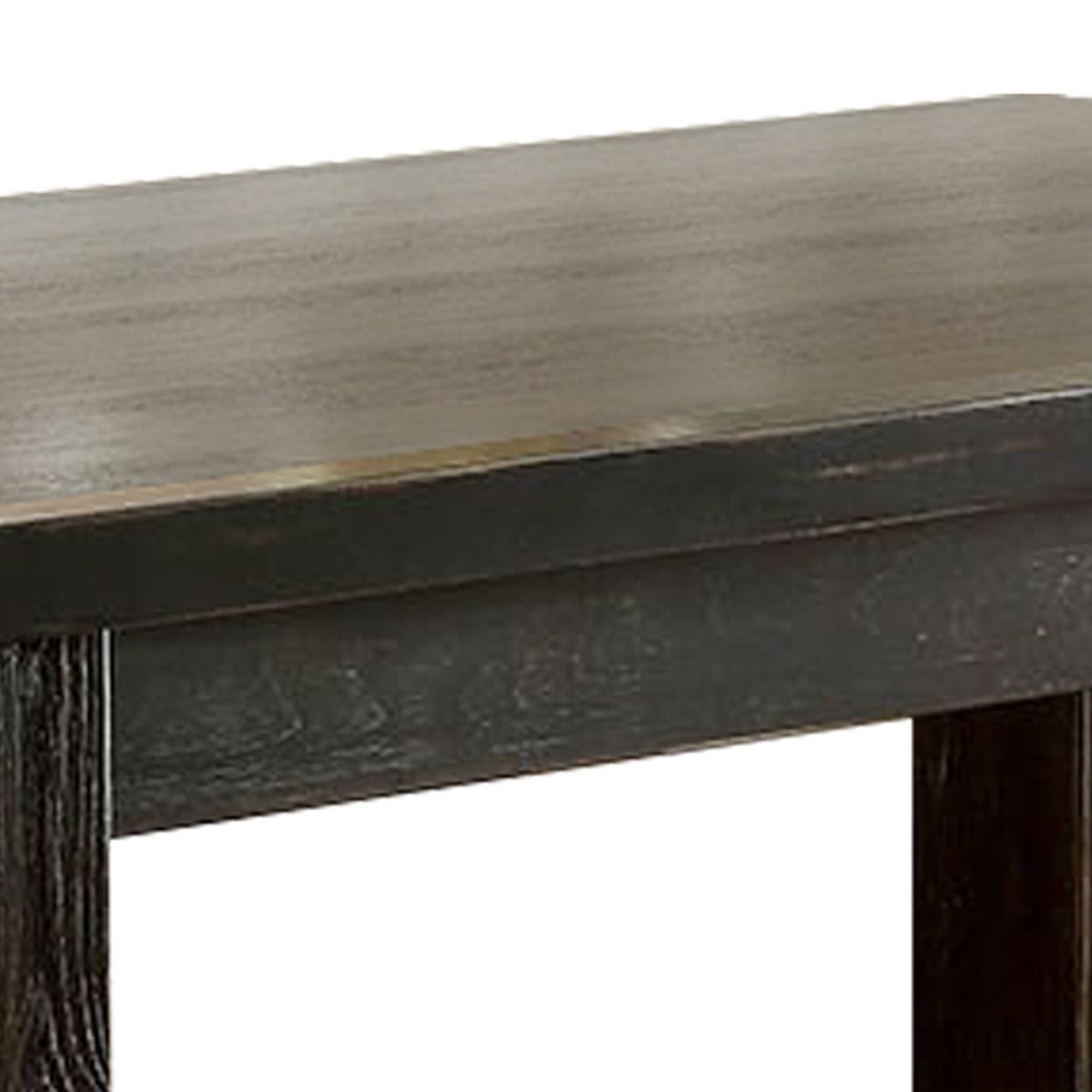 Rustic Plank Wooden Bar Table With Block Legs, Antique Black- Saltoro Sherpi