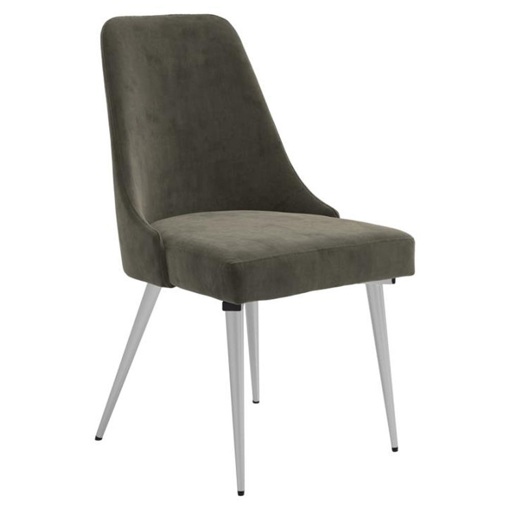 Padded Side Chair With Angular Legs, Set Of 2, Chrome And Gray- Saltoro Sherpi