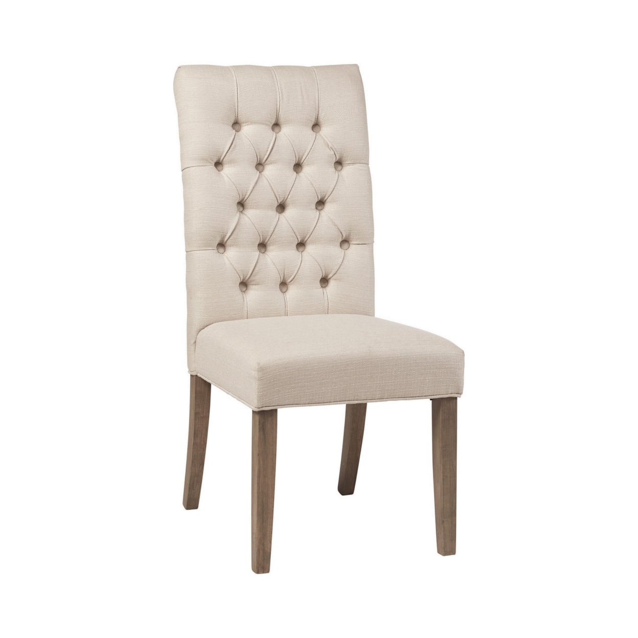 Fabric Dining Chair With Button Tufted Back, Set Of 2, Beige- Saltoro Sherpi