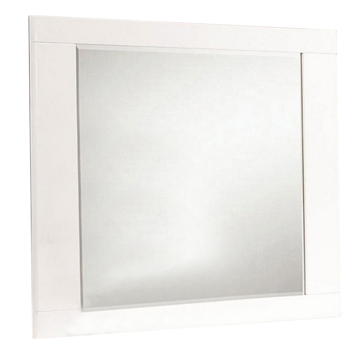 Rectangular Wooden Frame Mirror With Mounting Hardware, White- Saltoro Sherpi