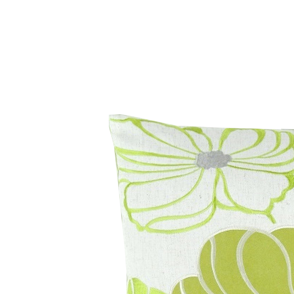 Floral Pattern Fabric Accent Pillow, Green And White- Saltoro Sherpi