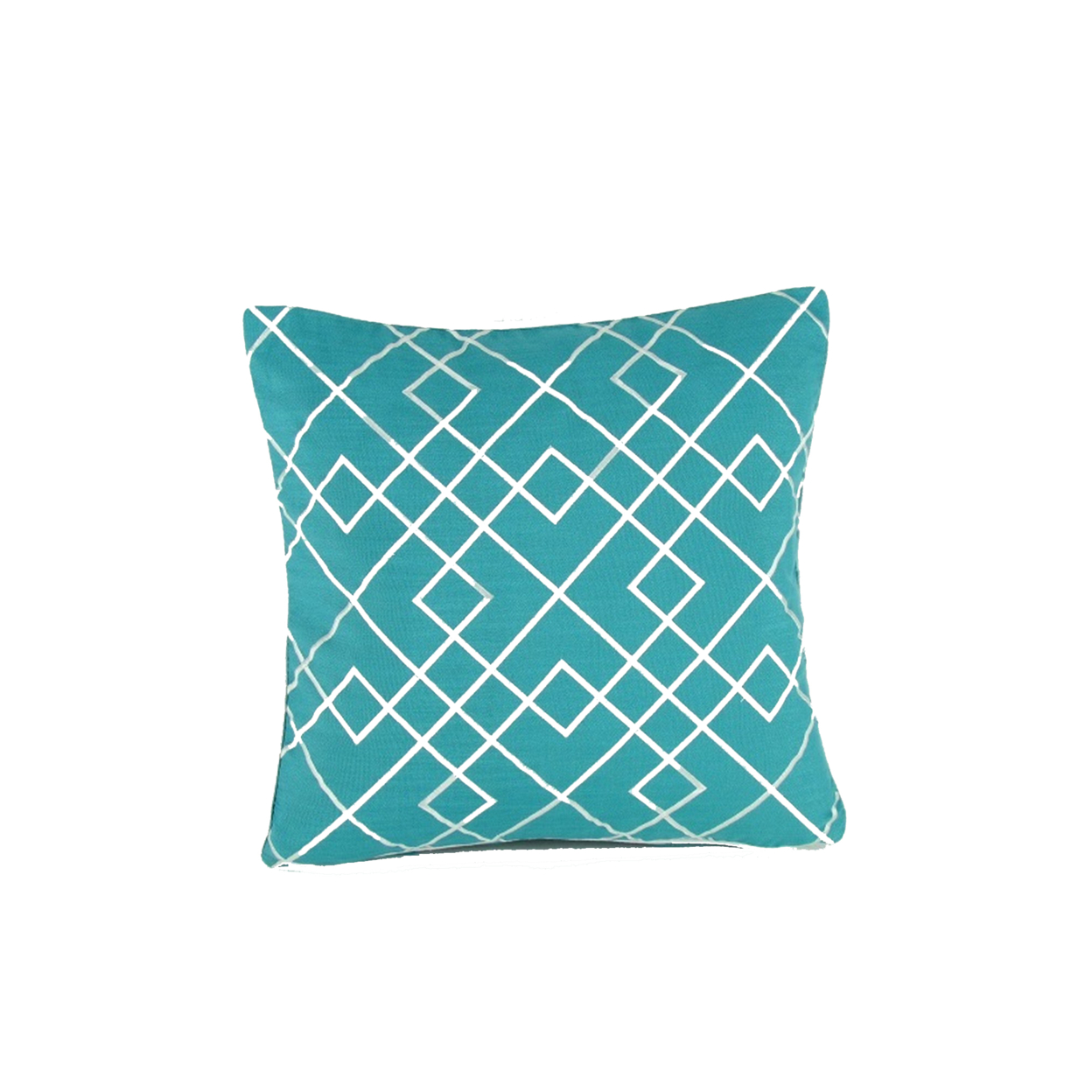 Geometric Pattern Fabric Accent Pillow, Blue And White- Saltoro Sherpi