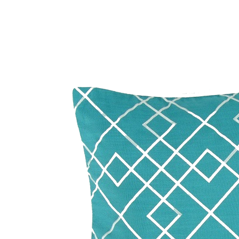 Geometric Pattern Fabric Accent Pillow, Blue And White- Saltoro Sherpi