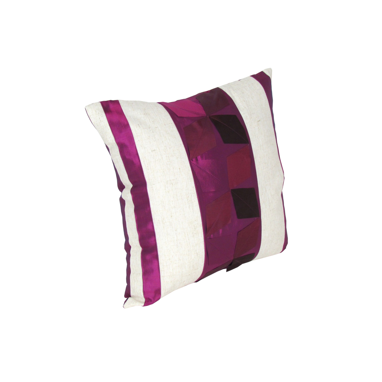 Floral Patchwork Fabric Accent Pillow, White And Purple- Saltoro Sherpi