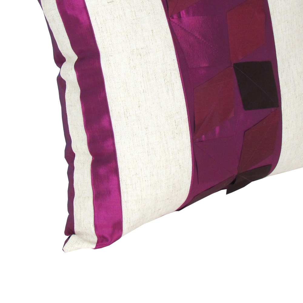 Floral Patchwork Fabric Accent Pillow, White And Purple- Saltoro Sherpi