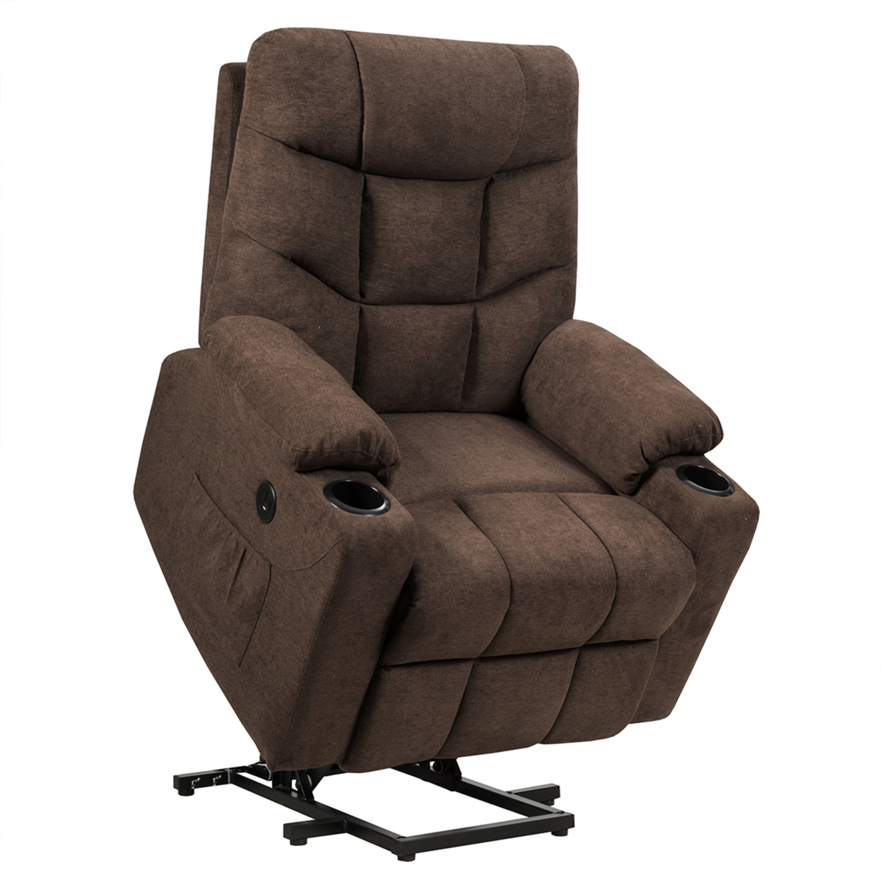 Power Lift Massage Recliner Fabric Sofa Chair W/ Remote Control - Brown