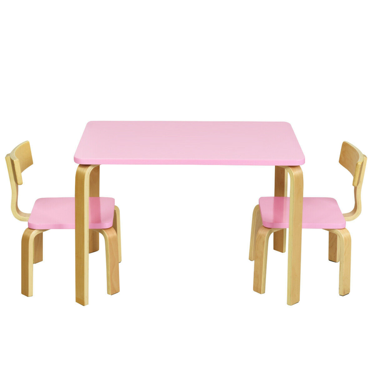 3 Piece Kids Wooden Table And 2 Chairs Set Children Activity Art Desk Furniture