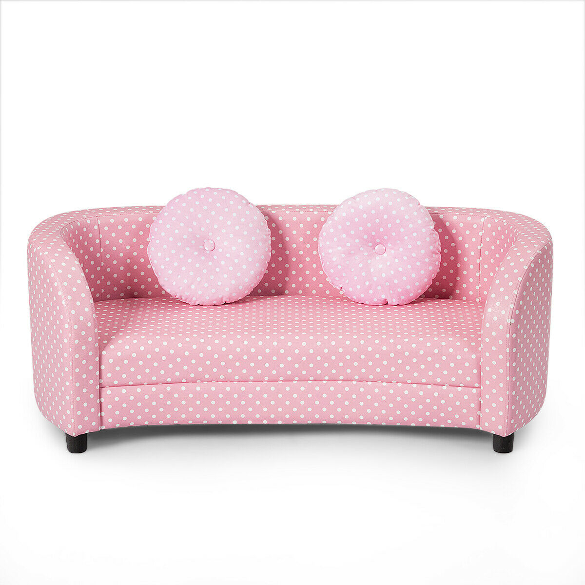 2 Seat Kids Sofa Armrest Chair With Two Cloth Pillows Perfect For Girls Pink