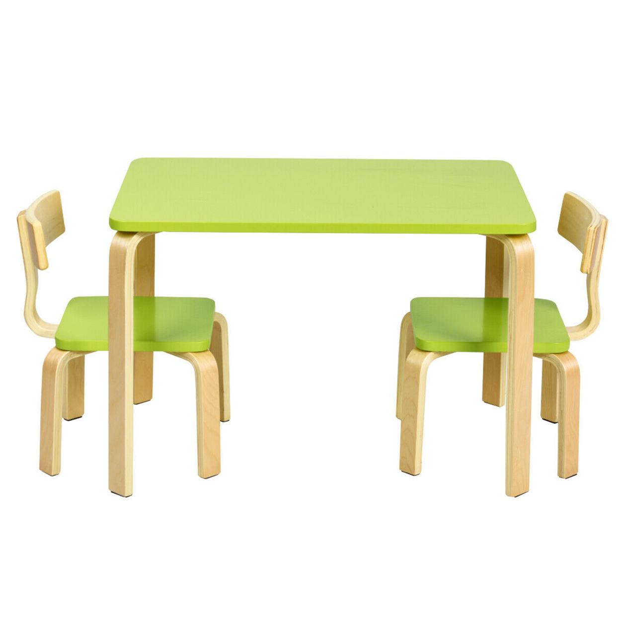 3 Piece Kids Wooden Table And 2 Chairs Set Children Art Activity Desk Furniture