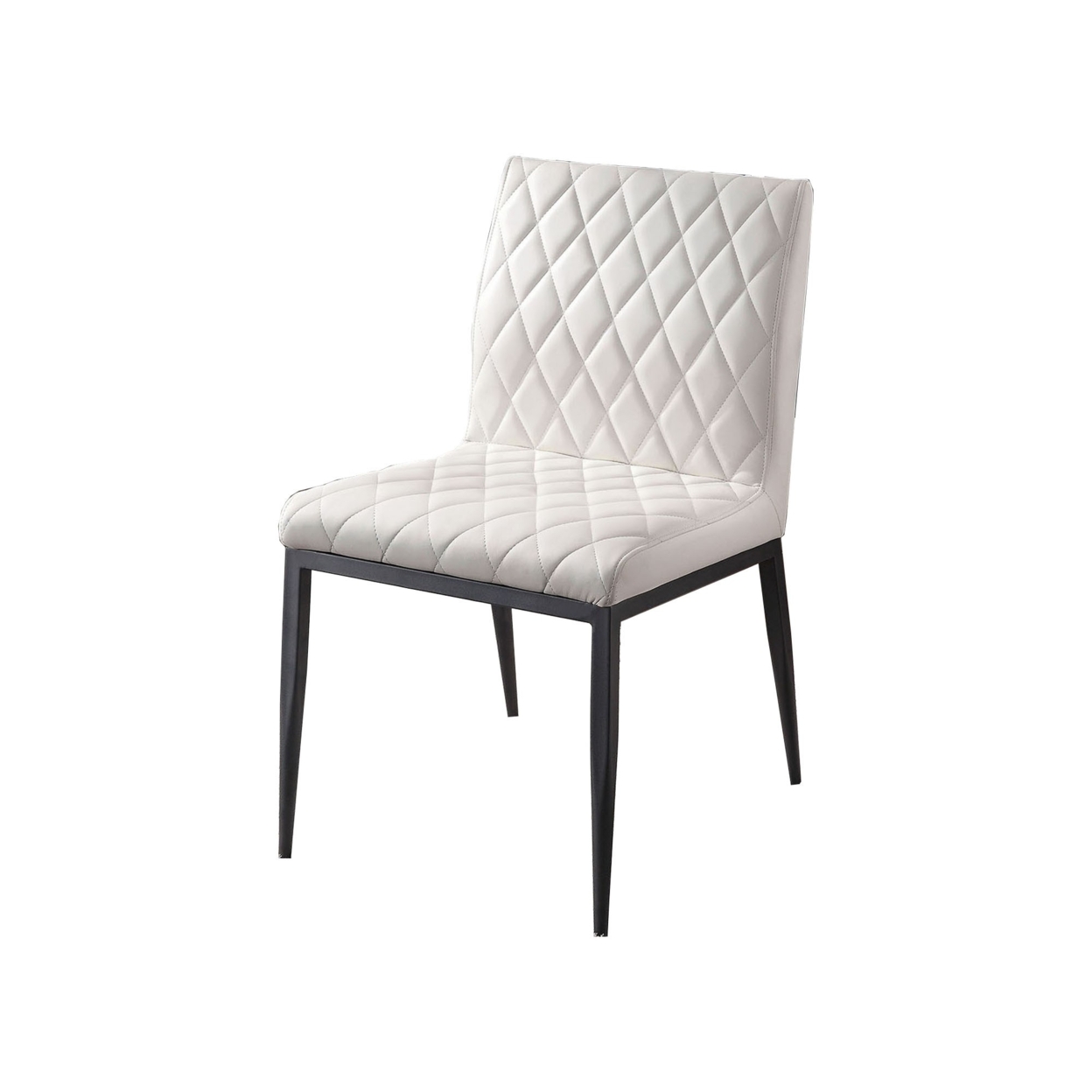 Leatherette Side Chairs With Diamond Stitching, Set Of 2, White- Saltoro Sherpi