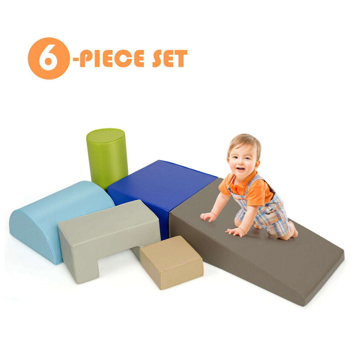 6 Piece Climb Crawl Play Set Indoor Kids Baby Toddler Safe Soft Foam Blocks Toys