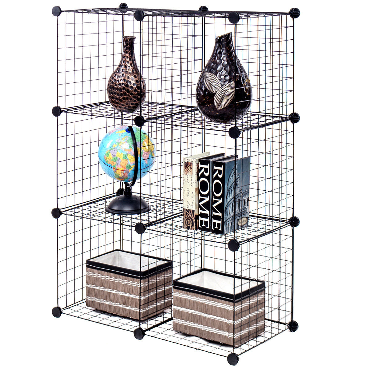 6 Cube Grid Wire Organizer Wardrobe Shelves Bookcase DIY