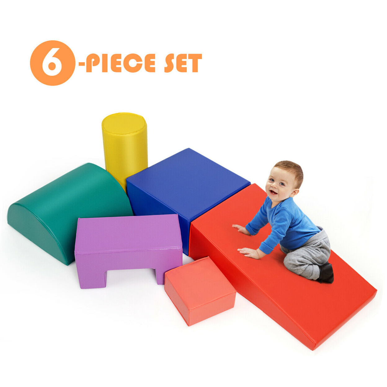 6 Piece Climb Crawl Play Set Indoor Kids Baby Toddler Soft Safe Foam Blocks Toys