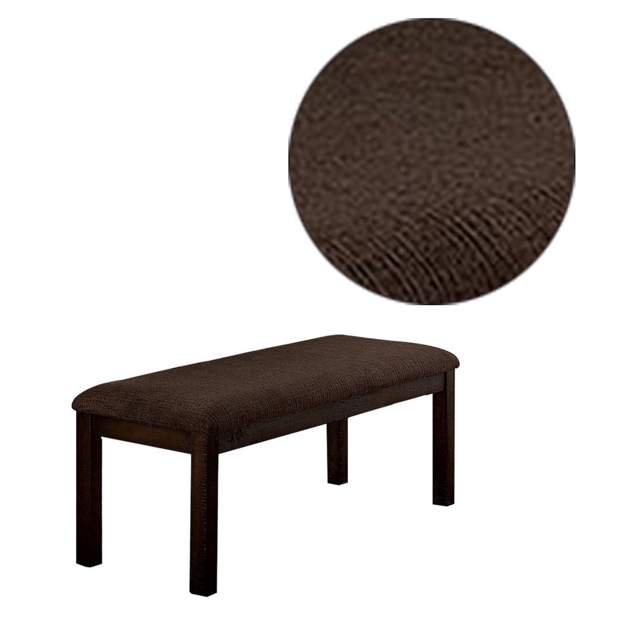 18 Inch Padded Bench With Wooden Frame, Brown- Saltoro Sherpi