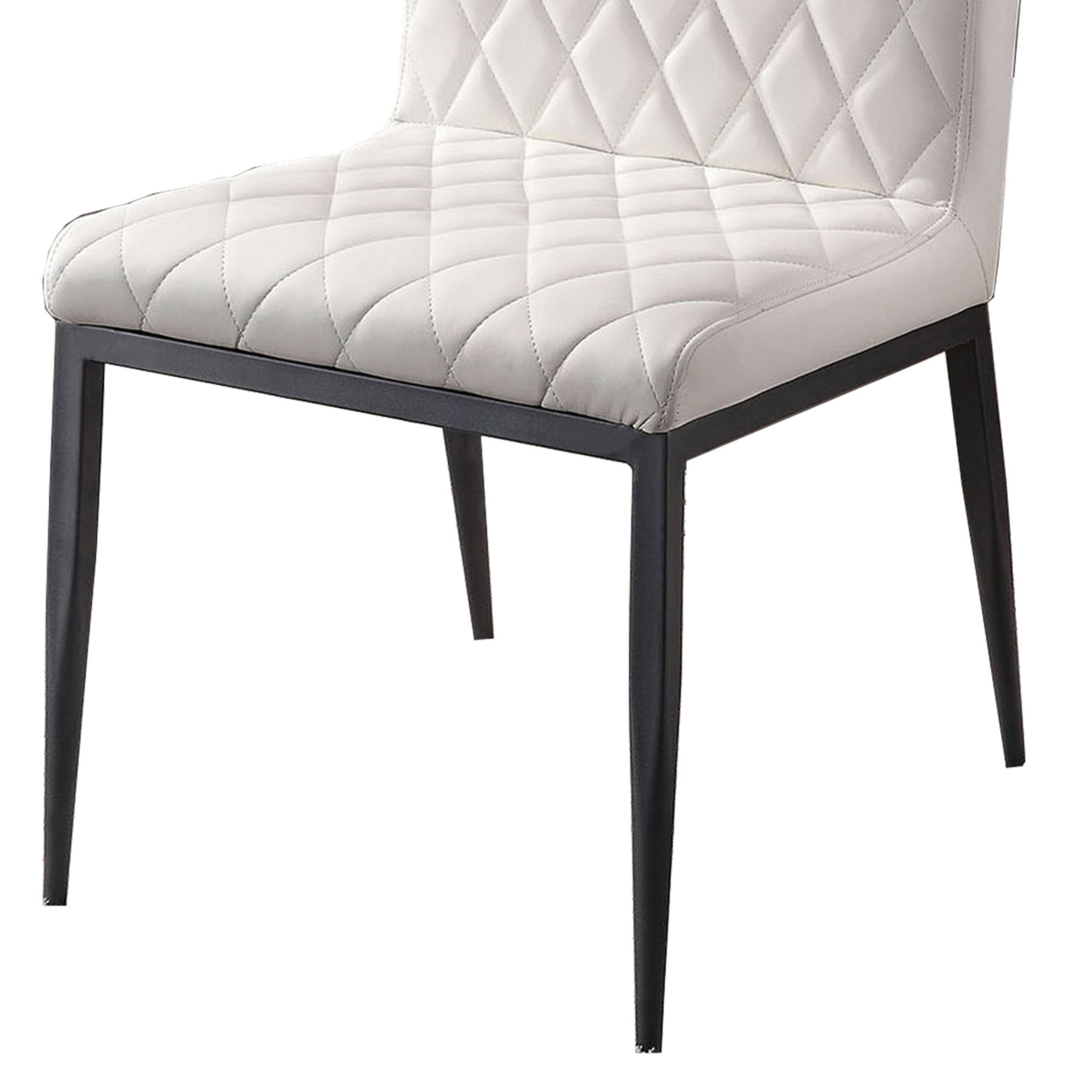 Leatherette Side Chairs With Diamond Stitching, Set Of 2, White- Saltoro Sherpi