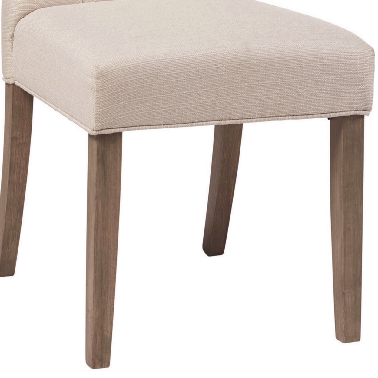 Fabric Dining Chair With Button Tufted Back, Set Of 2, Beige- Saltoro Sherpi