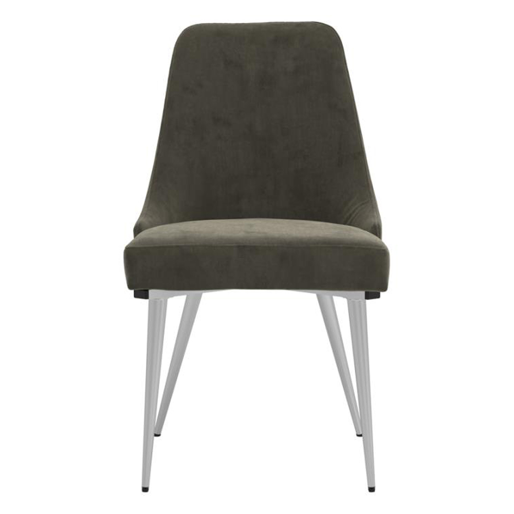Padded Side Chair With Angular Legs, Set Of 2, Chrome And Gray- Saltoro Sherpi