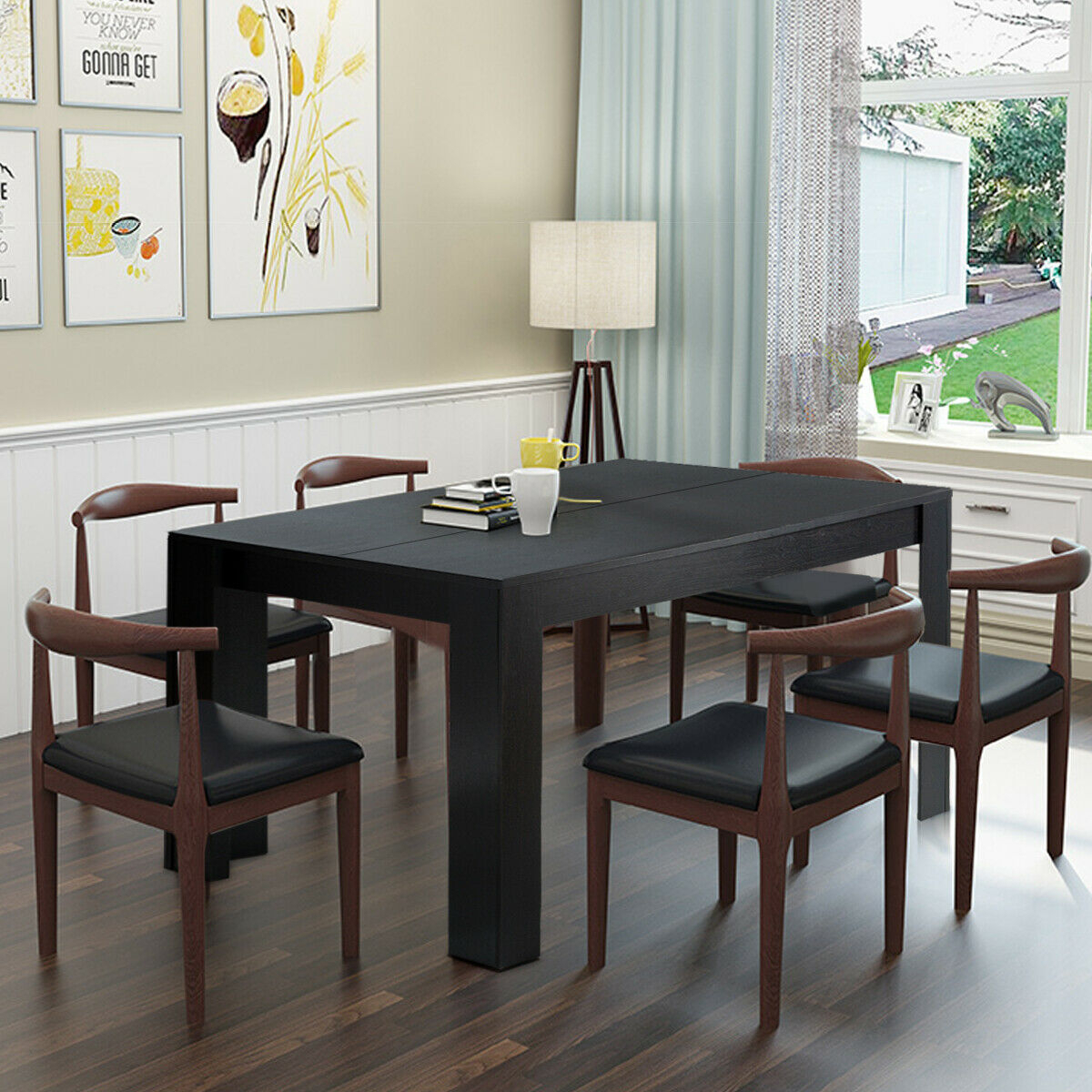 63'' Dining Table Rectangular Modern Kitchen Table For 6 People Home Furniture