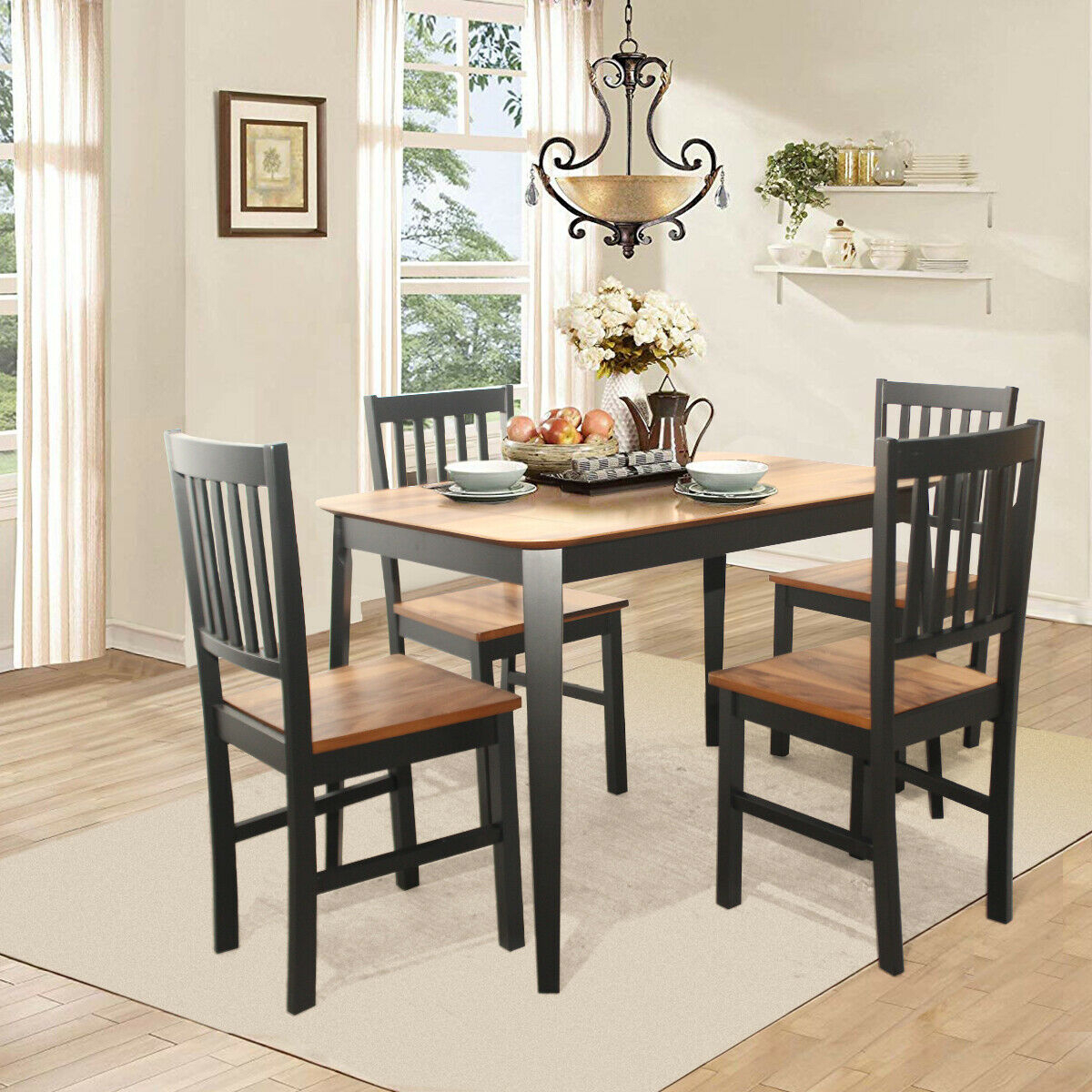 Mid Century Modern Rectangular Dining Room Table W/ Solid Wooden Legs Walnut