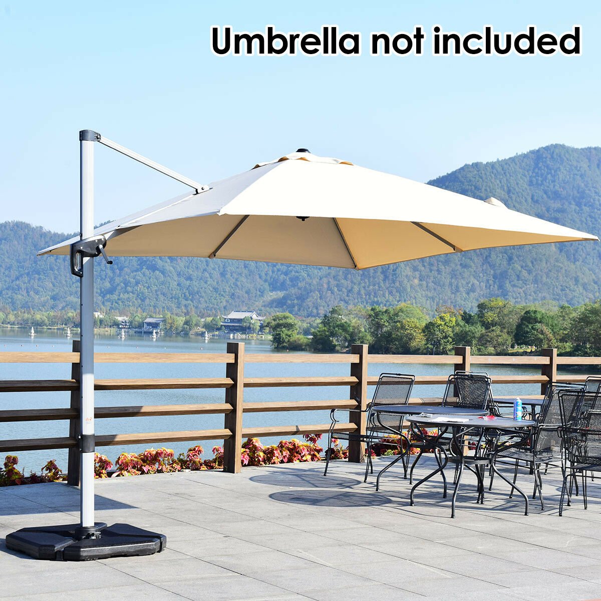 4PCS Patio Cantilever Offset Umbrella Base Sand/Water Filled