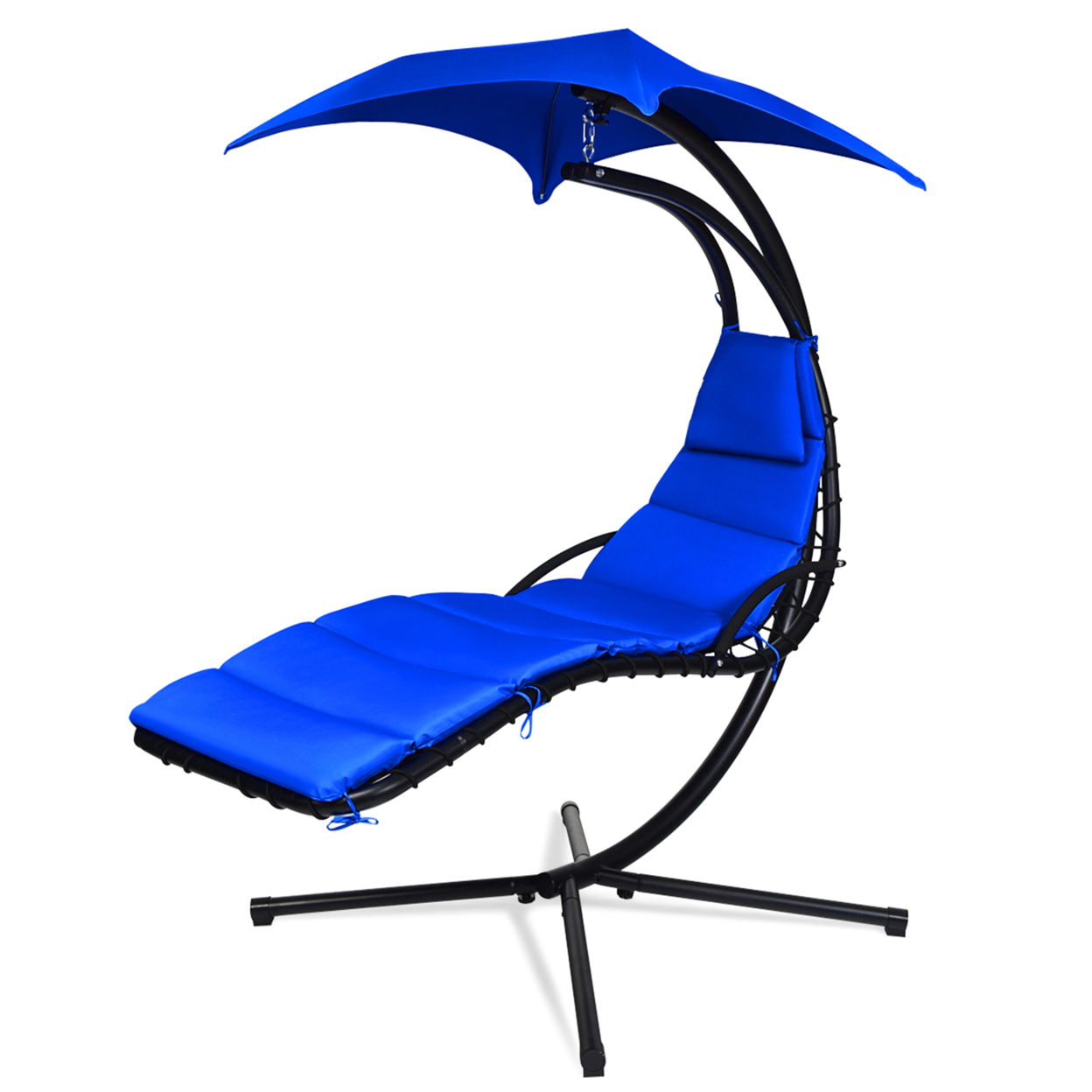 Patio Hammock Swing Chair Hanging Chaise W/ Cushion Pillow Canopy Navy