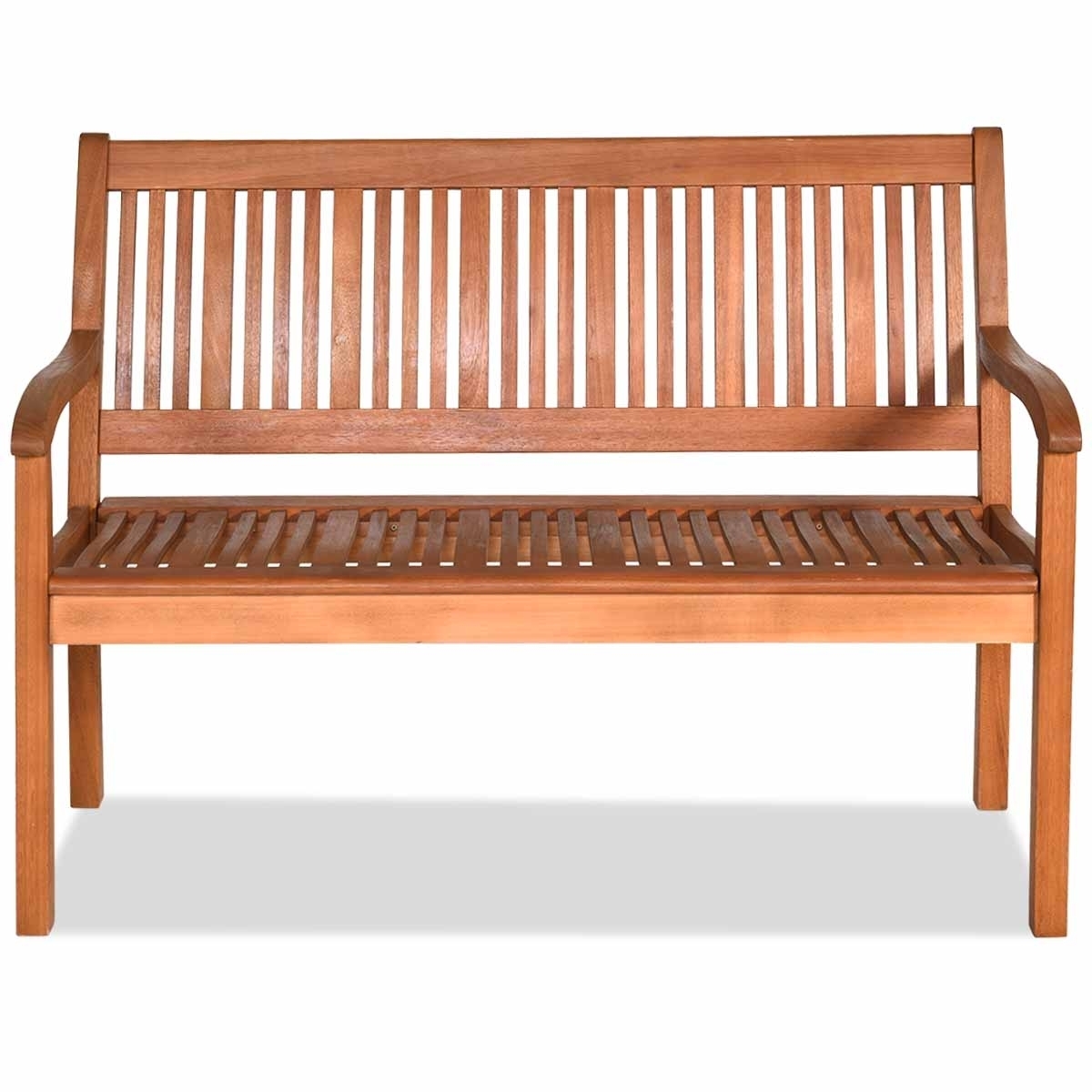 50'' Wooden Bench Loveseat Patio Garden Outdoor W/ Armrest & Backrest