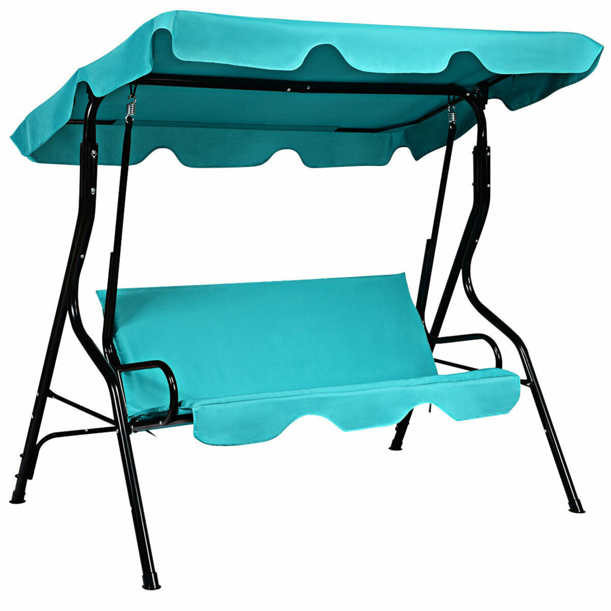 Blue Outdoor Swing Canopy Patio Swing Chair 3-Person Canopy Hammock