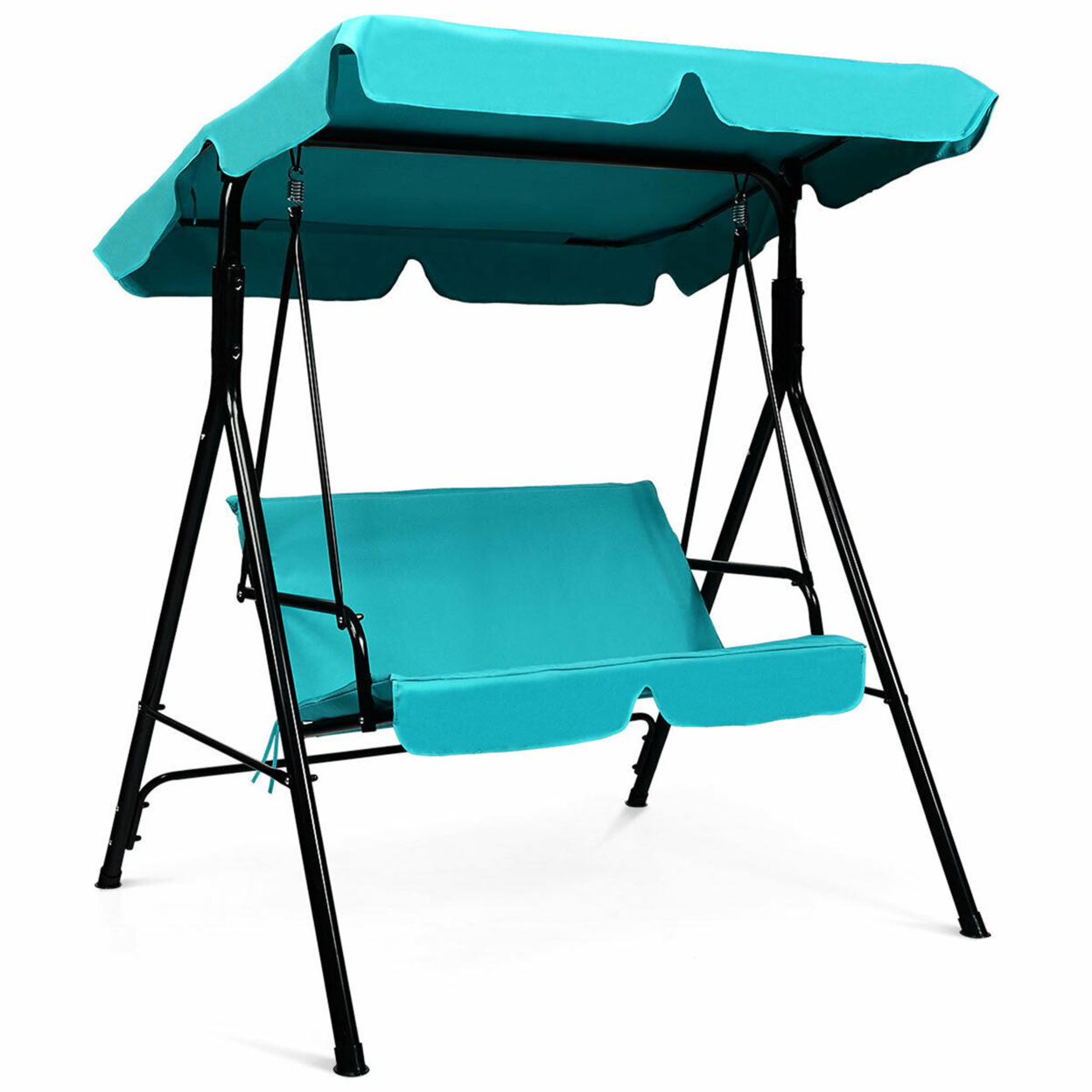 Blue Outdoor Swing Canopy Patio Swing Chair 2-Person Canopy Hammock