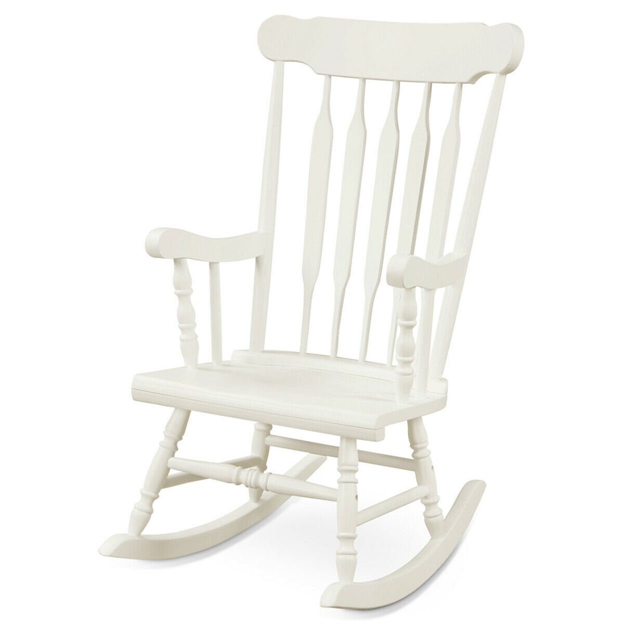 Wooden Rocking Chair Single Rocker Indoor Garden Patio Yard White