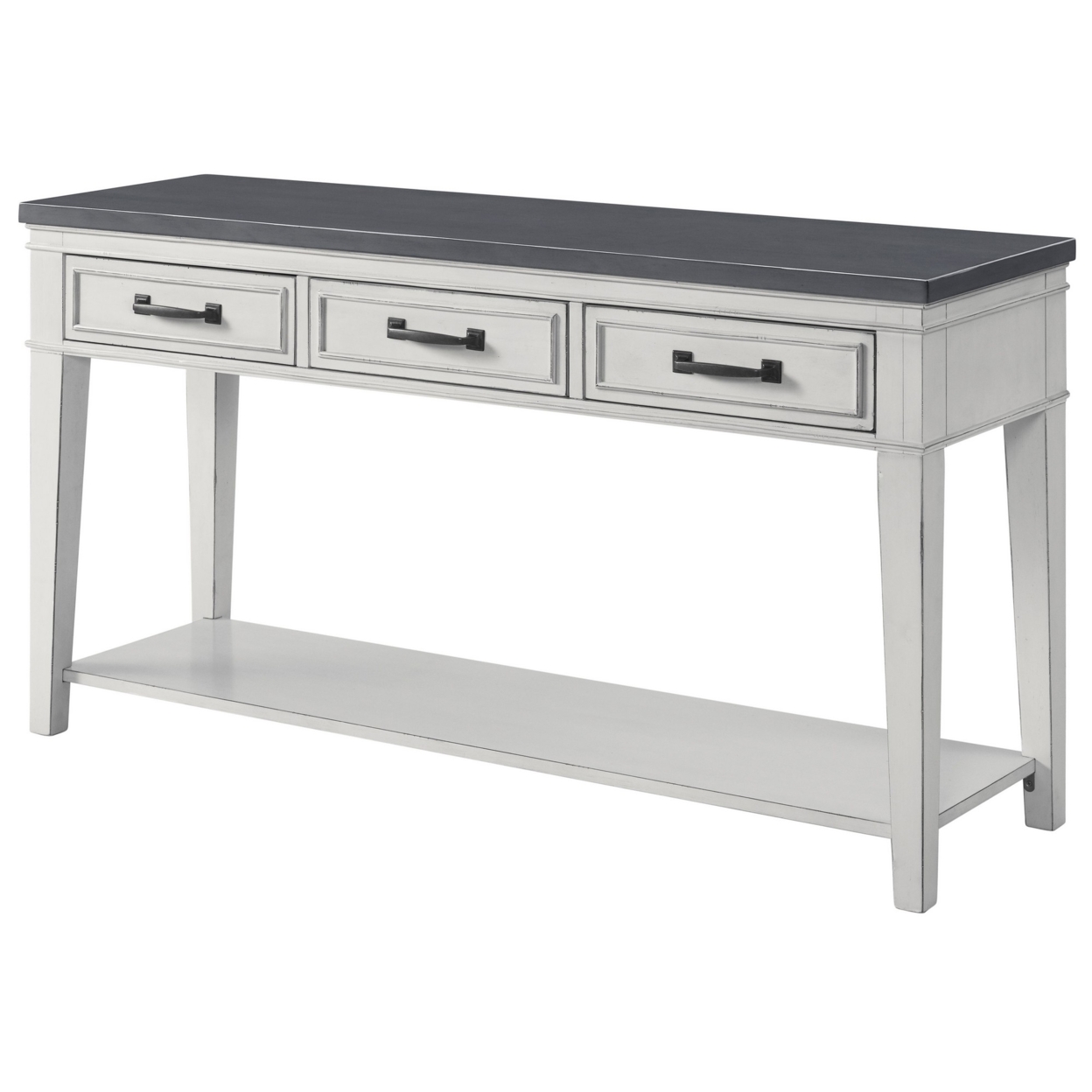 55 Inch 3 Drawer Console Table With Bottom Shelf, White And Gray- Saltoro Sherpi