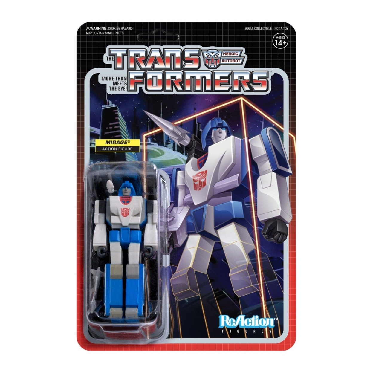 Transformers Mirage ReAction Figure Autobot Retro W/ Blaster Accessory Super7