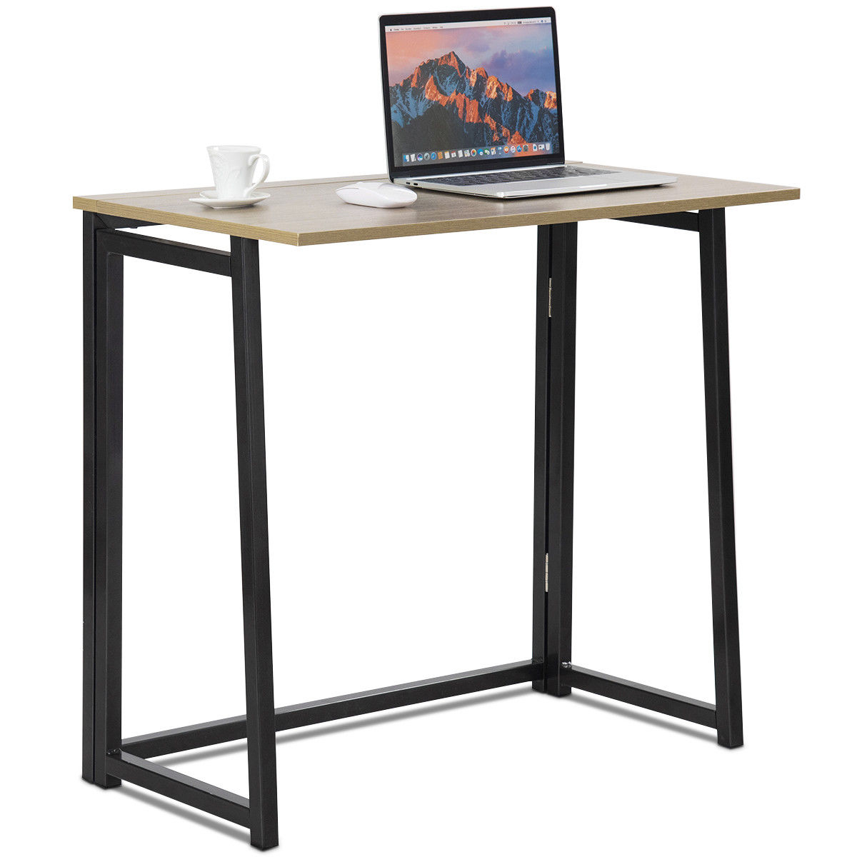 Foldable Computer Desk Home Office Laptop Table Writing Desk Study Table - Natural + Black