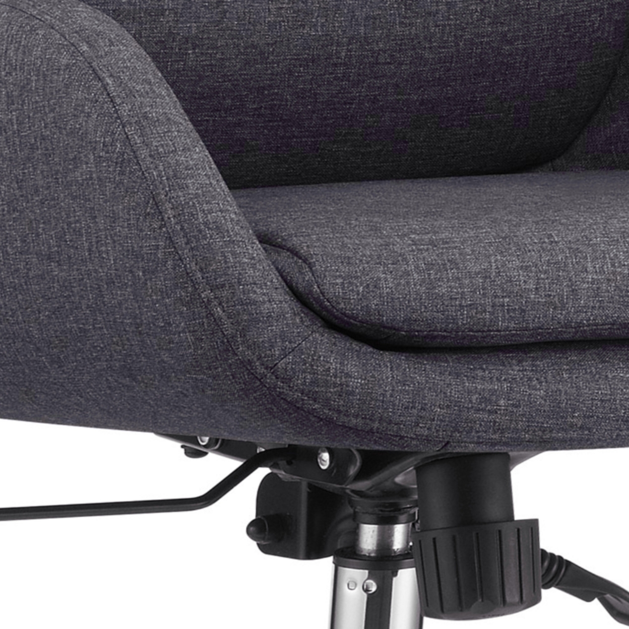 High Cushioned Tufted Back Fabric Office Chair With Star Base, Gray- Saltoro Sherpi