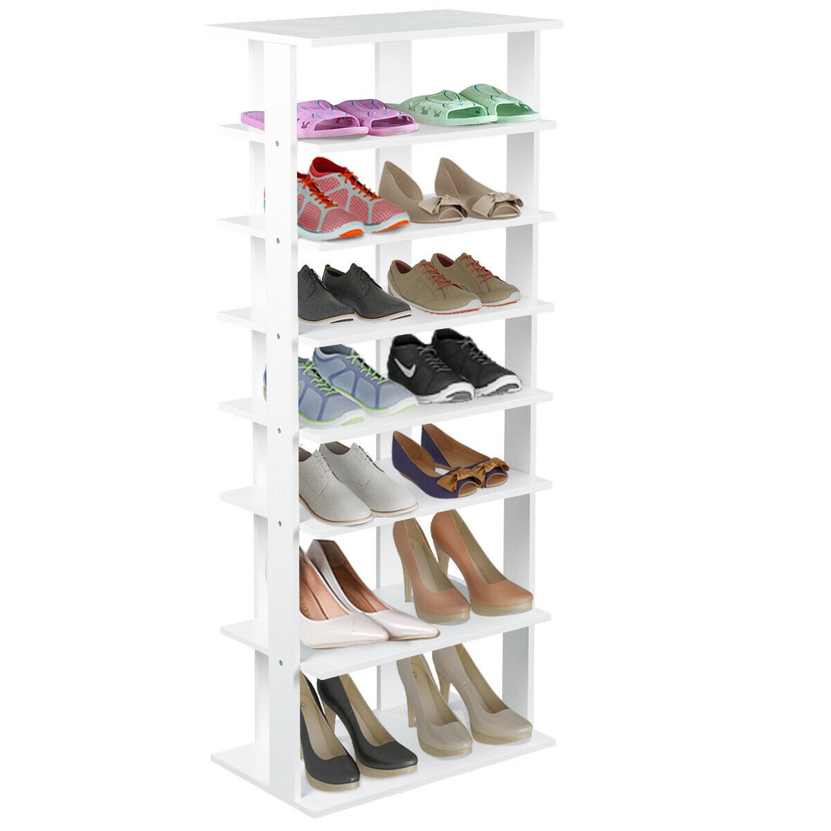 Patented Wooden Shoes Storage Stand 7 Tiers Big Shoe Rack Organizer Multi-Shoe Rack