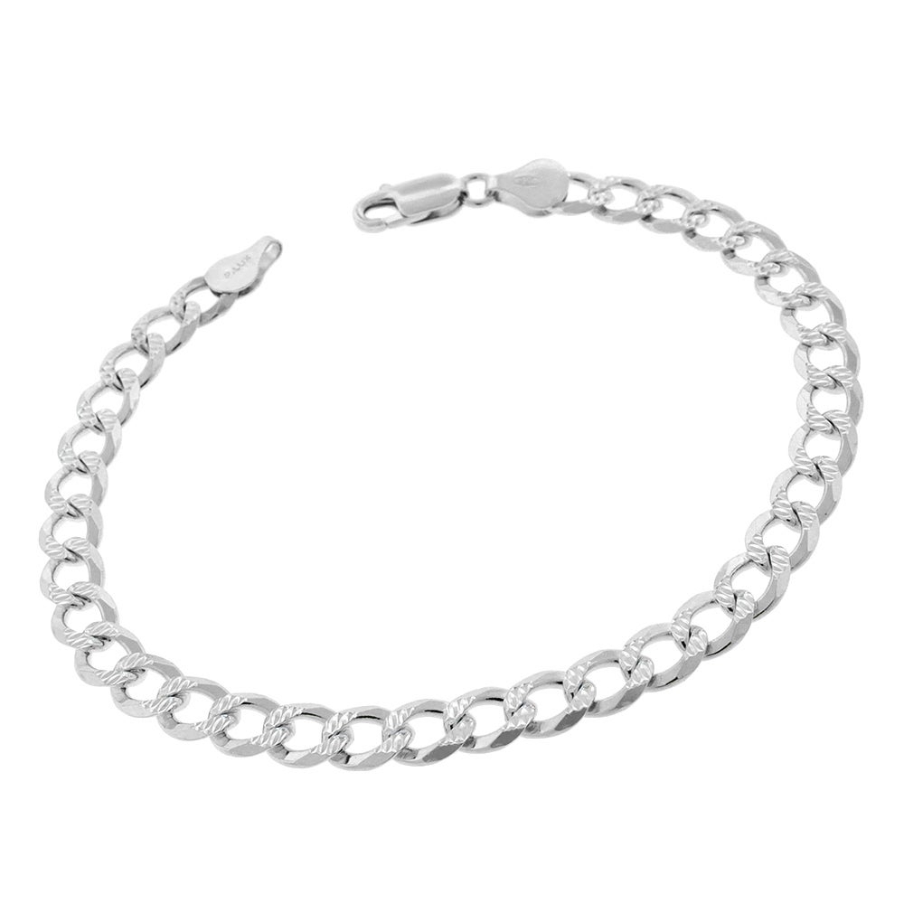 14K White Gold Filled High Polish Finsh 7mm Cuban Link Flat Chain Anklet For Women Men, Curb Chain Ankle Bracelet For Women Men 10 Inches