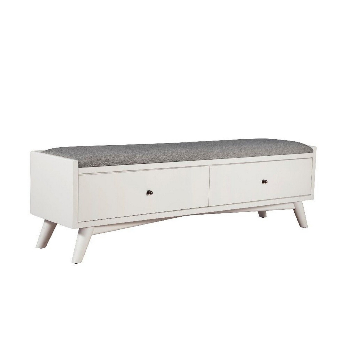 Fabric Upholstered Bedroom Bench With 2 Storage Drawers, Brown And Gray- Saltoro Sherpi