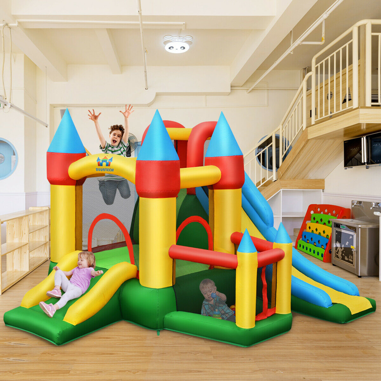 Kids Inflatable Bounce House Jumping Dual Slide Bouncer Castle W/ 780W Blower