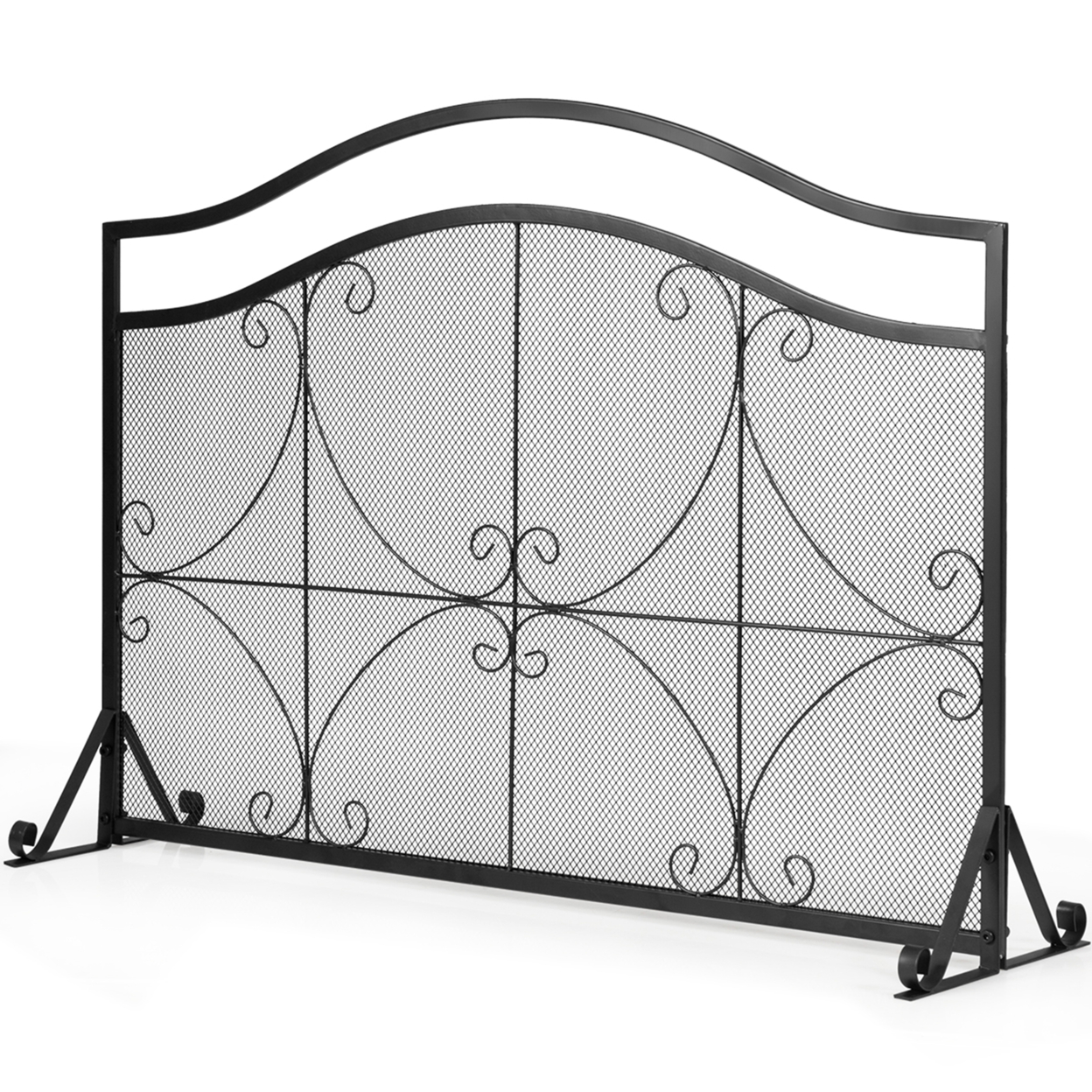 Single Panel Fireplace Screen Free Standing Spark Guard Fence For Baby Pet Safe