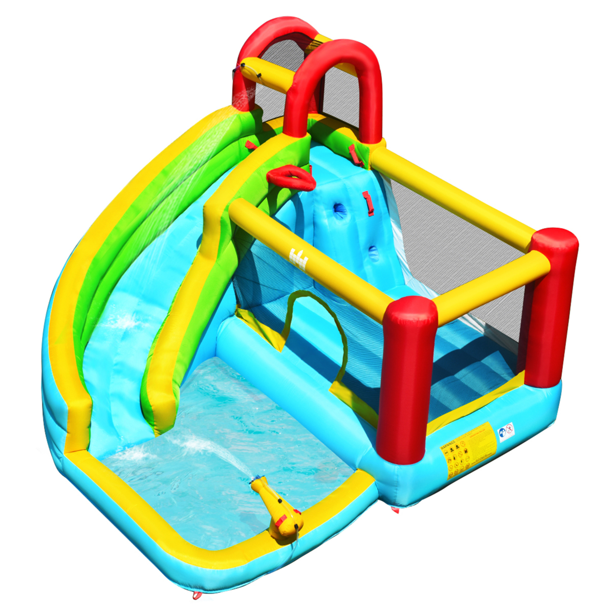 Inflatable Kids Water Slide Jumper Bounce House Splash Water Pool W/ 735W Blower