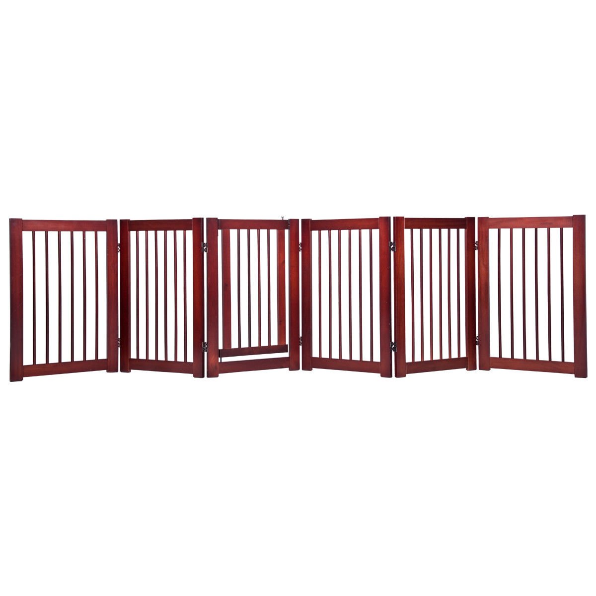 30'' Configurable Folding Free Standing Wood Pet Dog Safety Fence W/ Gate - Cherry, 4 Panel