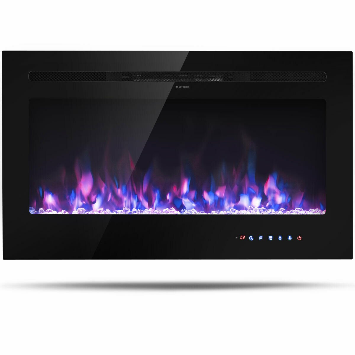36'' Electric Fireplace Recessed And Wall Mounted 750W/1500W W/ Multicolor Flame