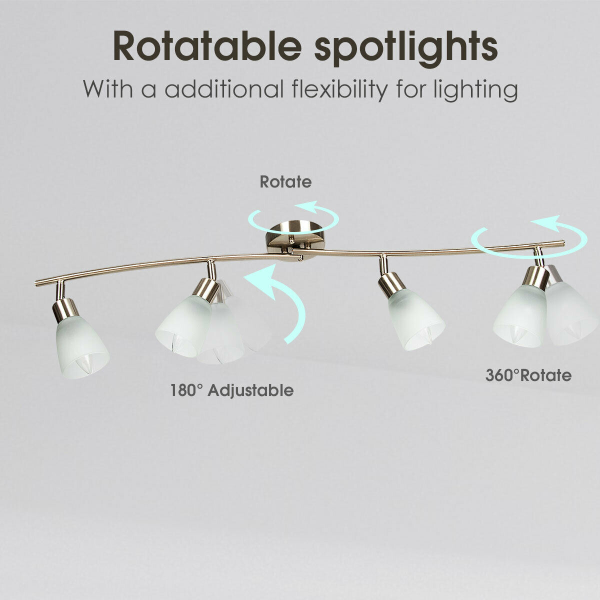 Rotatable 4-Light Track Light Glass Shade Chandelier Spotlight