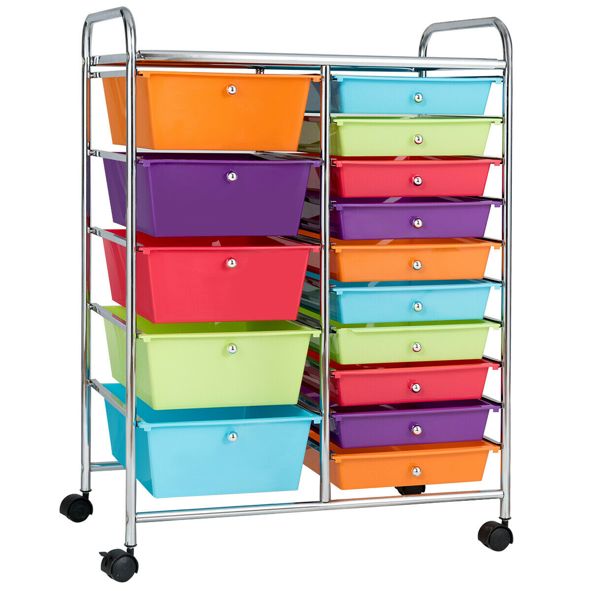 15 Drawer Rolling Storage Cart Opaque Multicolor Drawers Home