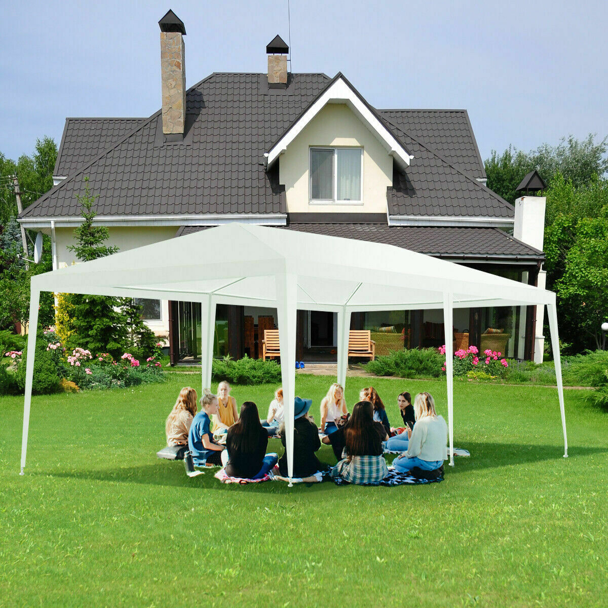 10'x20' Outdoor Canopy Weather-resistant Tent Wedding Party Tent 6 Sidewalls W/Carry Bag