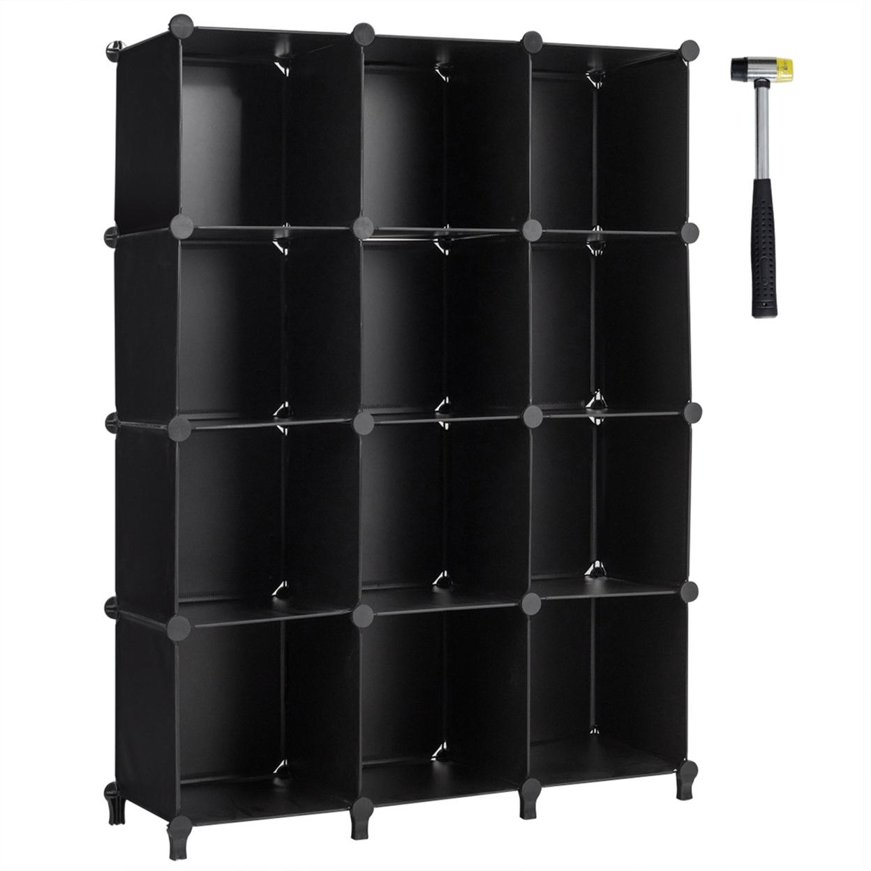12 Cube Storage Organizer Plastic Organizer Units W/ Steel Frame Black