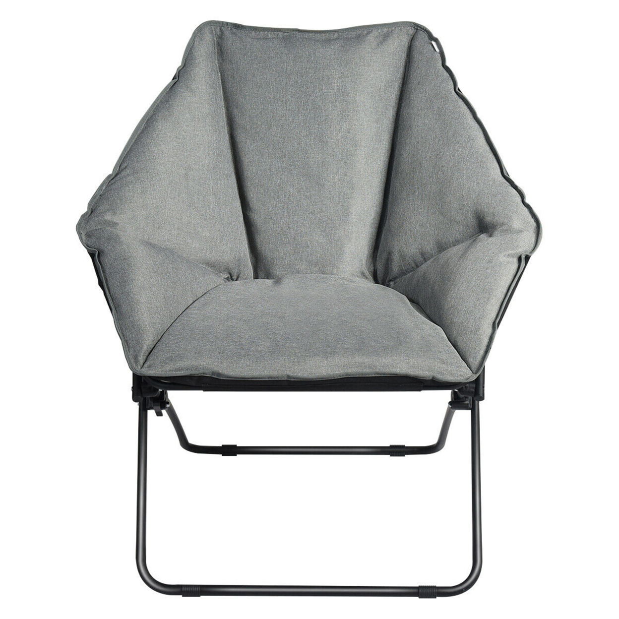 Folding Saucer Padded Chair Soft Wide Seat W/ Metal Frame Lounge Furniture