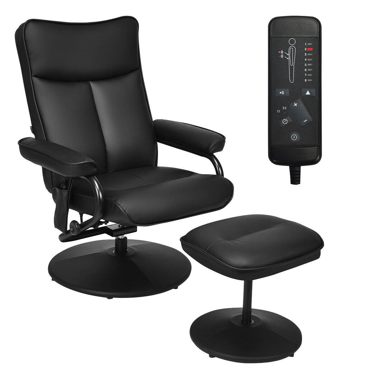 Couch Chair Lounge Swivel Massage Recliner W/ Side Pocket Remote Control Ottoman