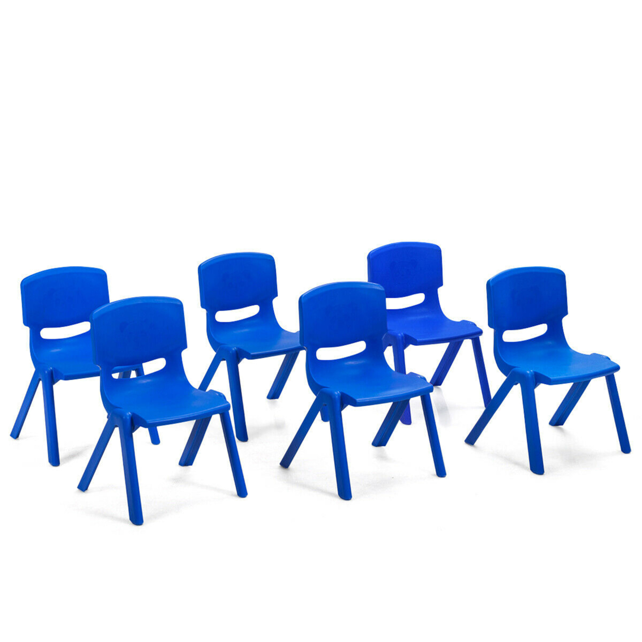 6-pack Kids Plastic Stackable Classroom Chairs Indoor/Outdoor Kindergarten Blue