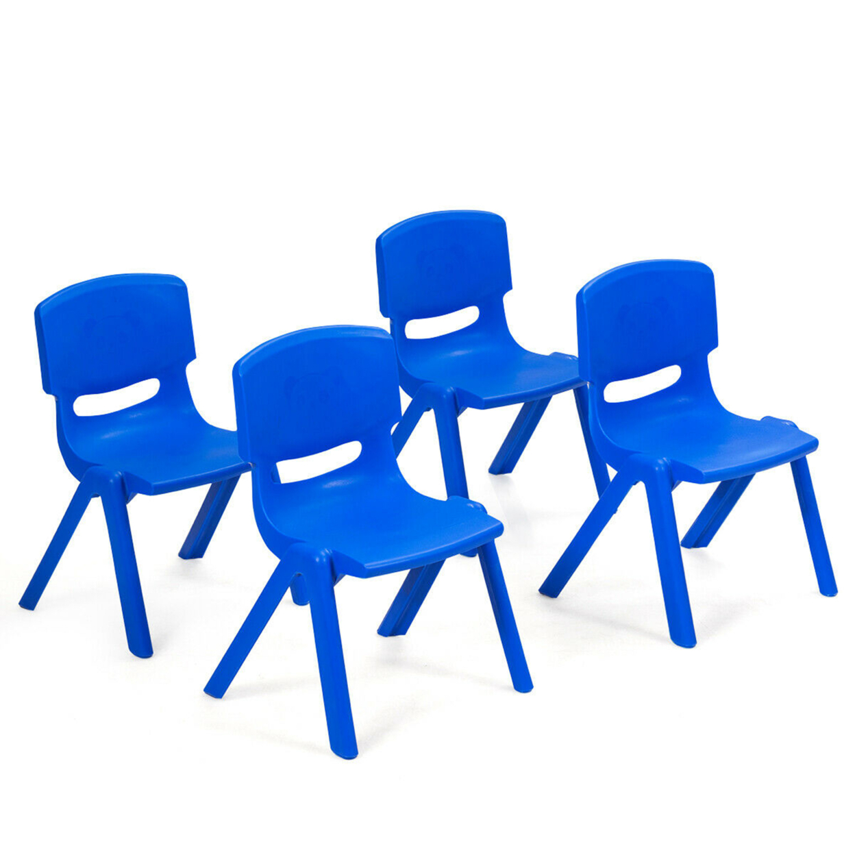 4-pack Kids Plastic Stackable Classroom Chairs Indoor/Outdoor Kindergarten Blue