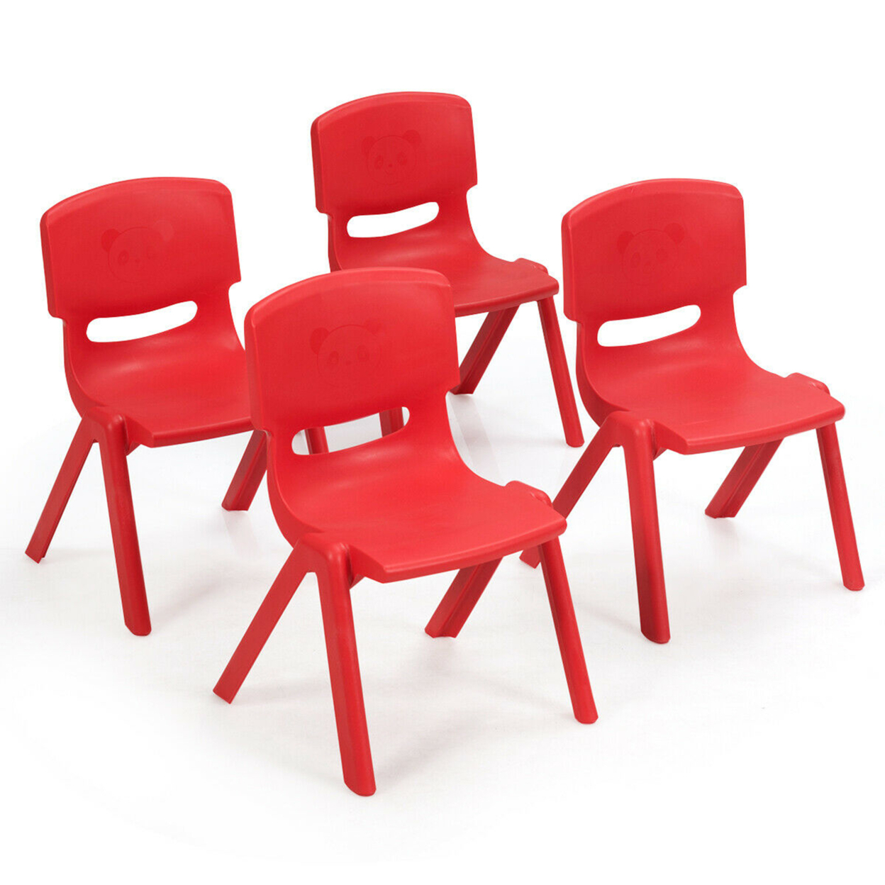 4-pack Kids Plastic Stackable Classroom Chairs Indoor/Outdoor Kindergarten Red